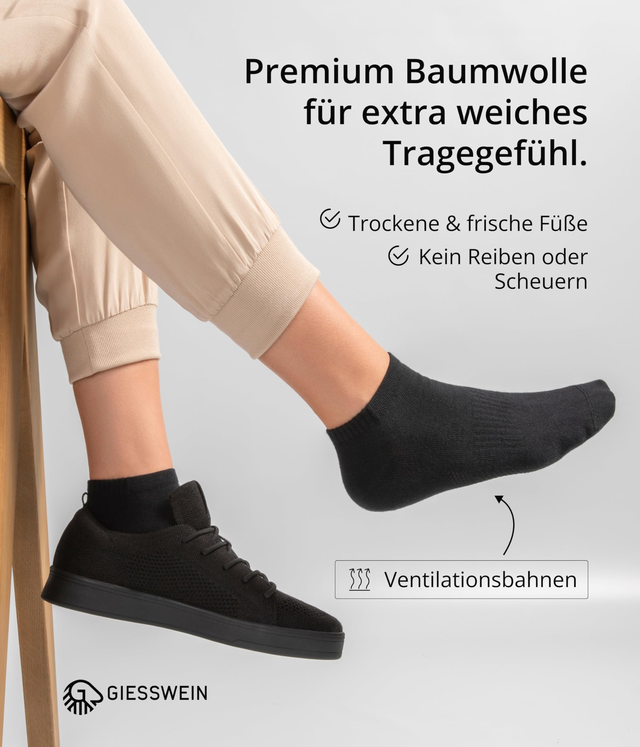 Giesswein Sneaker Socken Damen & Herren 6er | 10er Pack - Sneakersocken | Atmungsaktive Baumwoll Sport- & Freizeitsocken, weich & temperaturregulierend – kurz, 6er/10er Pack