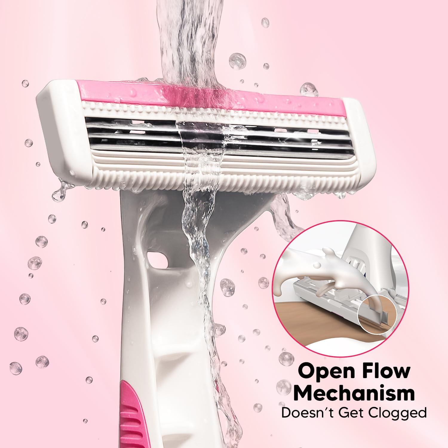 LetsShave Evior 2 Plus Disposable Razor for Women, Pack of 10, Rubber Grip Handle, Vitamin E Lubricating Strip, Full Body Hair Removal for Legs, Underarms & Bikini Line 1