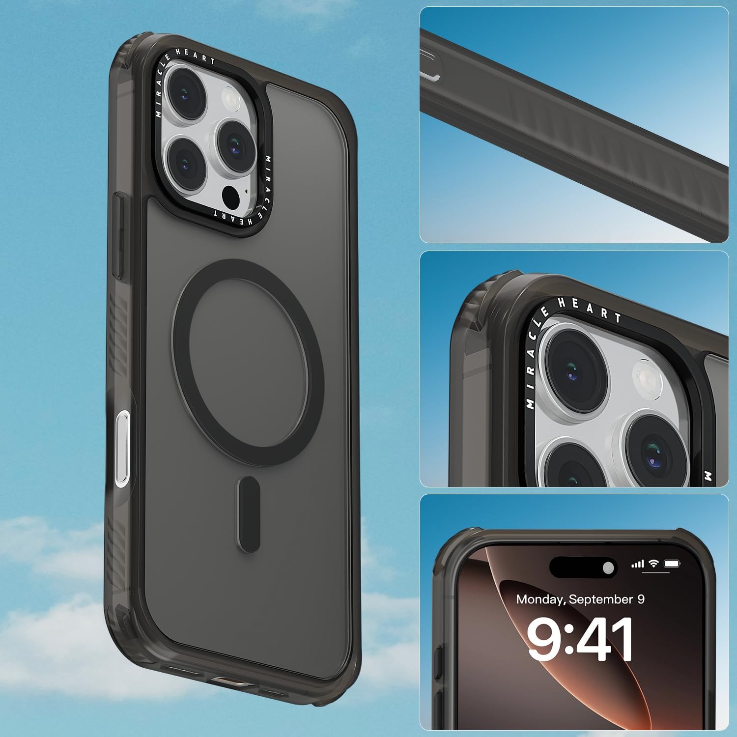 Magnetic for iPhone 16 Pro Max Case, Compatible with MagSafe, Camera Protection and Military Grade Drop Protection, Slim Translucent Matte Phone Case, Black - Image 8