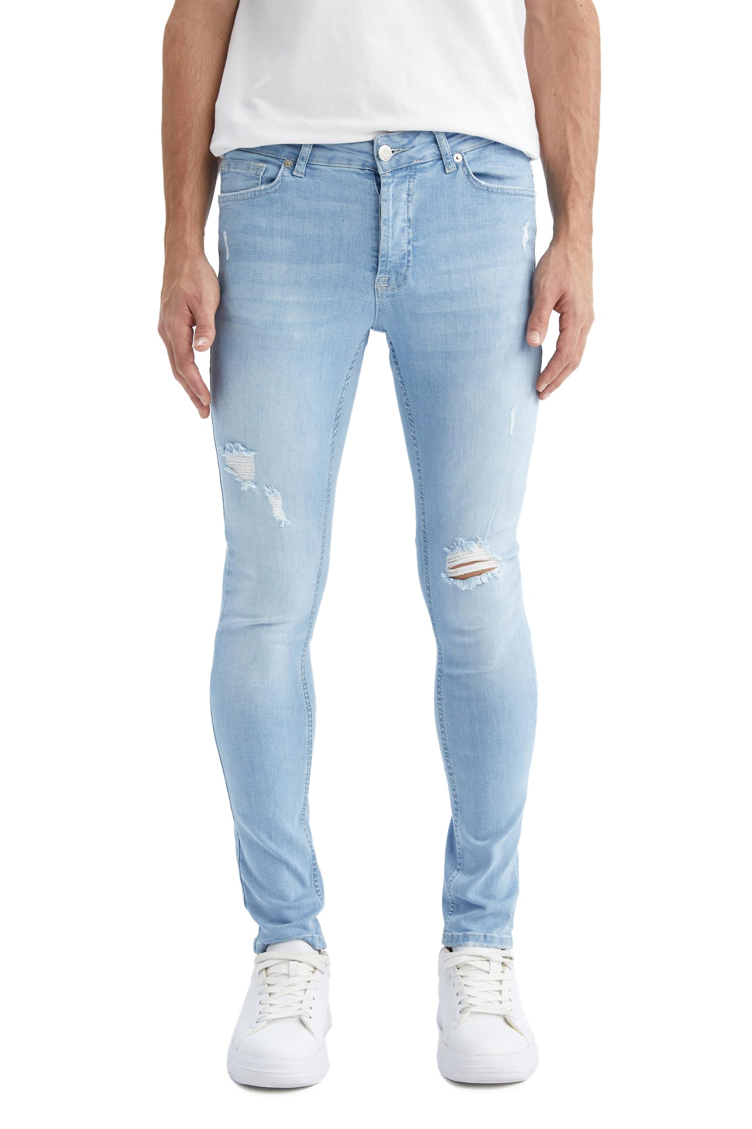 Erkek Super Skinny Fit Yırtık Detaylı Jean Pantolon