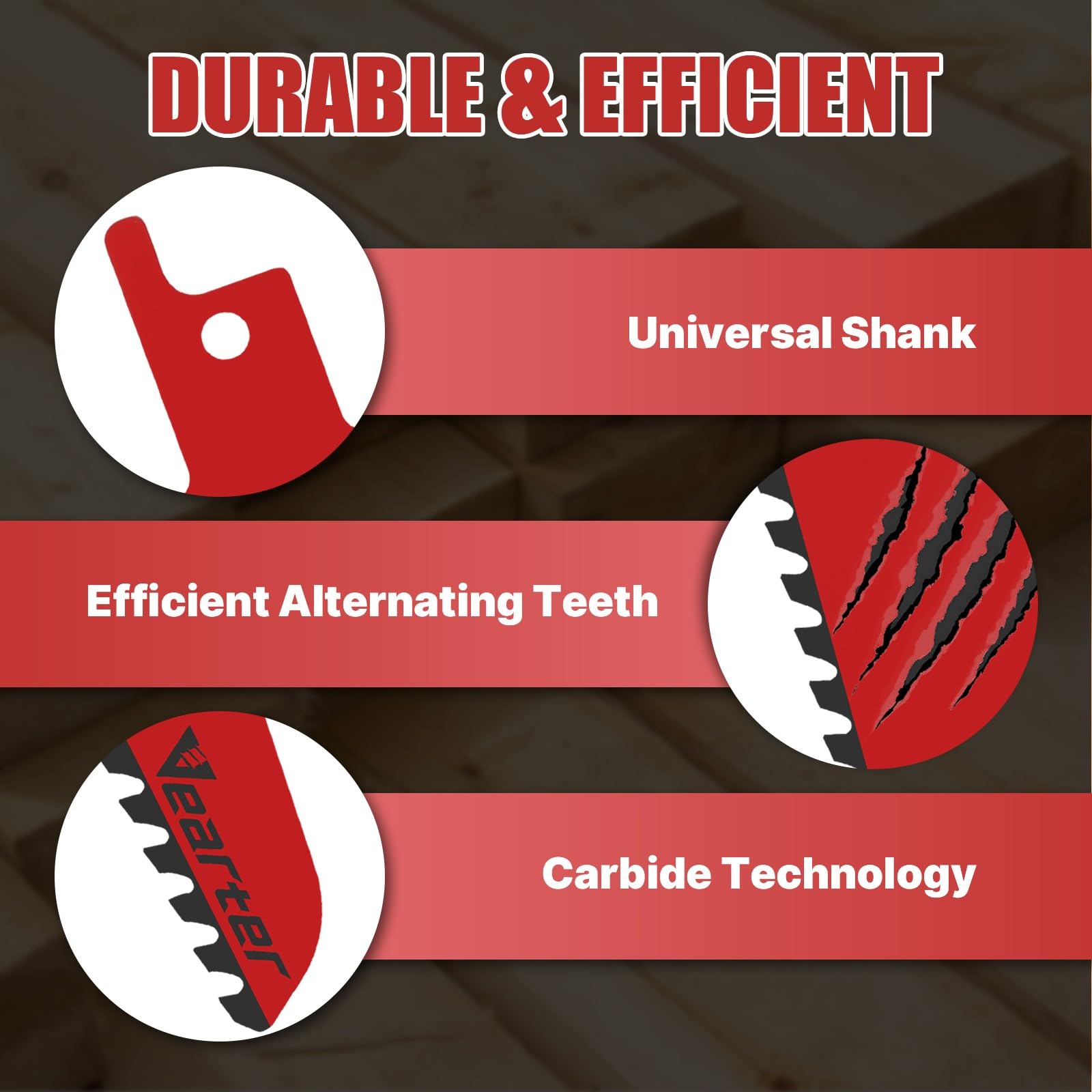 Vearter 150mm Reciprocating Saw Blades 3PCS, Carbide 6TPI Reciprocal Saw Blades for Soft and Hard Wood Nailed Wood - Image 4