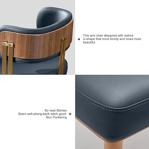 Miniatura 6 de BLISSWALK Silla de comedor de cuero, fácil de limpiar para uso resistente, sillas comerciales con marco de metal para restaurantes, hoteles, bodas,