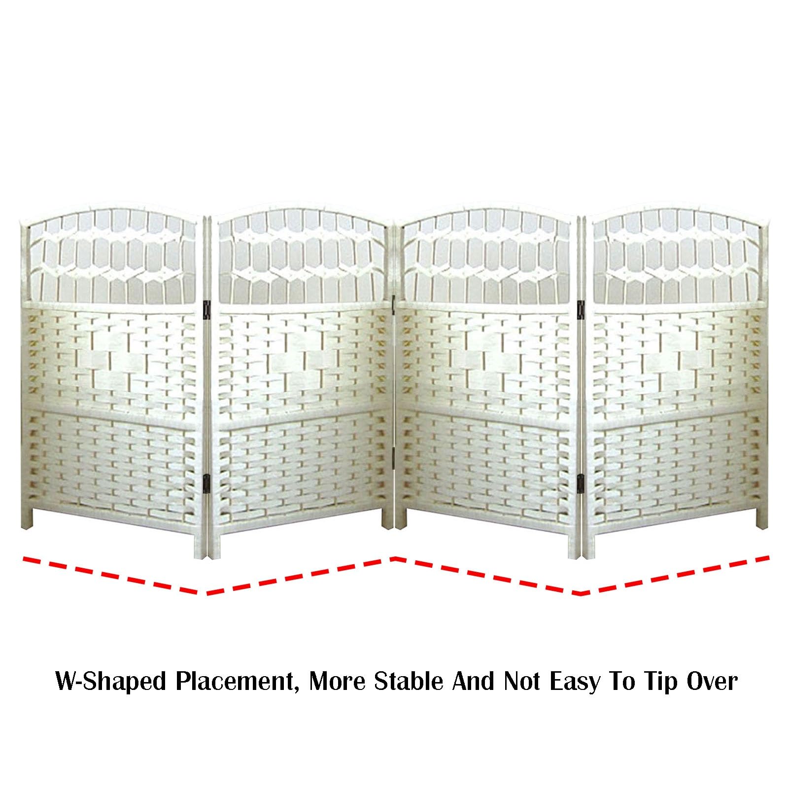 Séparateur De Pièce Court, Écran De Confidentialité Tissé Pliant Autoportant, Écran De Dressing Court for Cloison De Séparation De Salon, Séparateur De Pièce(White,60X30CM-4PCS)