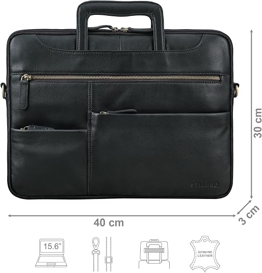 Borsa Porta PC In Vera Pelle 'Farleigh' STILORD - Ventiquattrore Elegante Per Lavoro E Viaggio, 15.6 Pollici