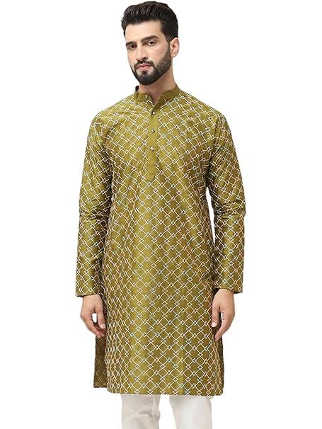 SOJANYA (Since 1958 Men's Cotton Blend Solid ONLY Long Kurta