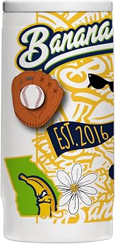 Logo Brands Savannah Bananas Slim Can Coolie - Official Team Logo - Double Wall, Keeps Drink Cold For Hours