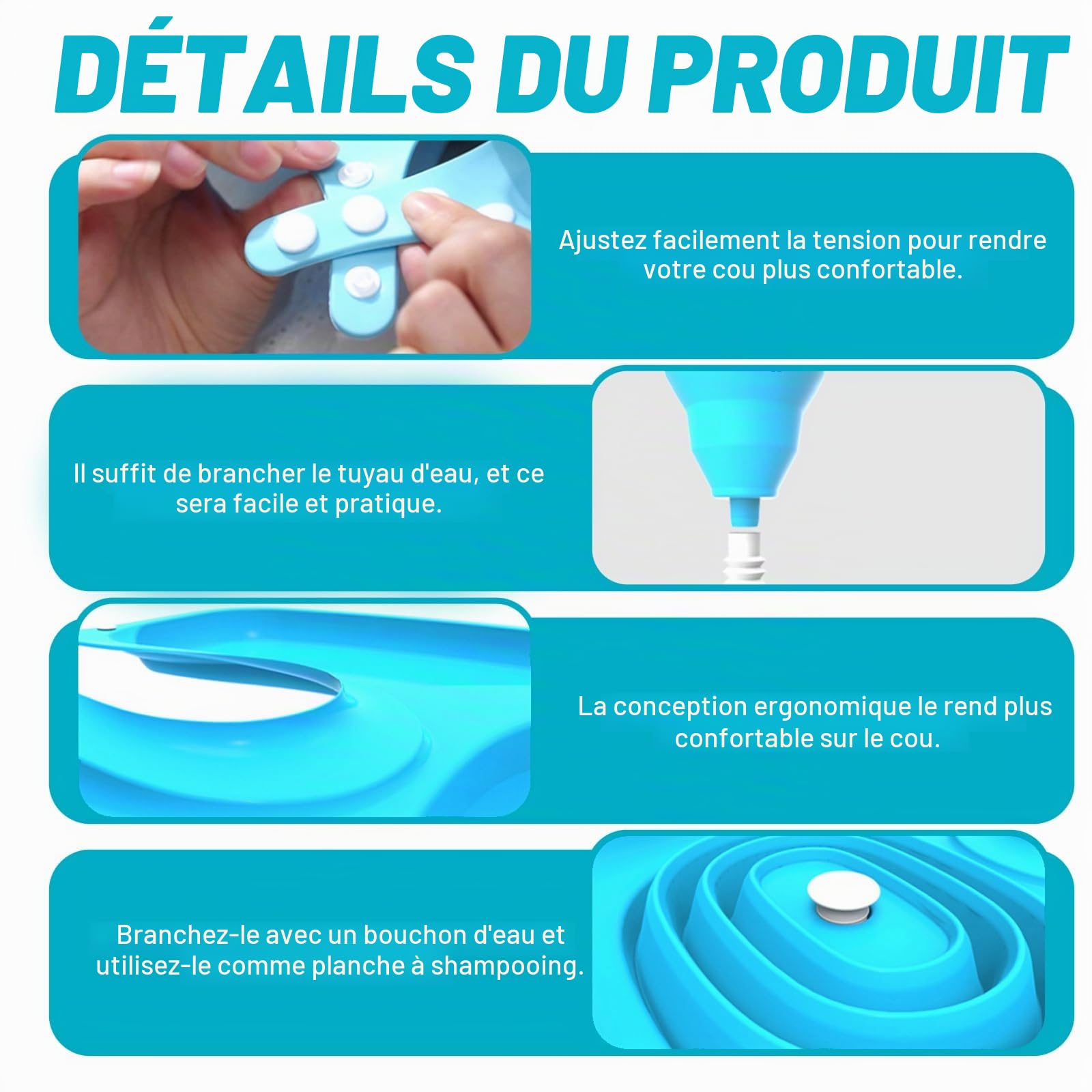 Bac pour Laver Les Cheveux, Plateau De Lavage Des Cheveux avec Tuyau, Bassin De Lavage De Cheveux Portable, Bassin De Shampoing Pliable pour Âgé Femmes Enceintes et Personnes Mobilité Réduite