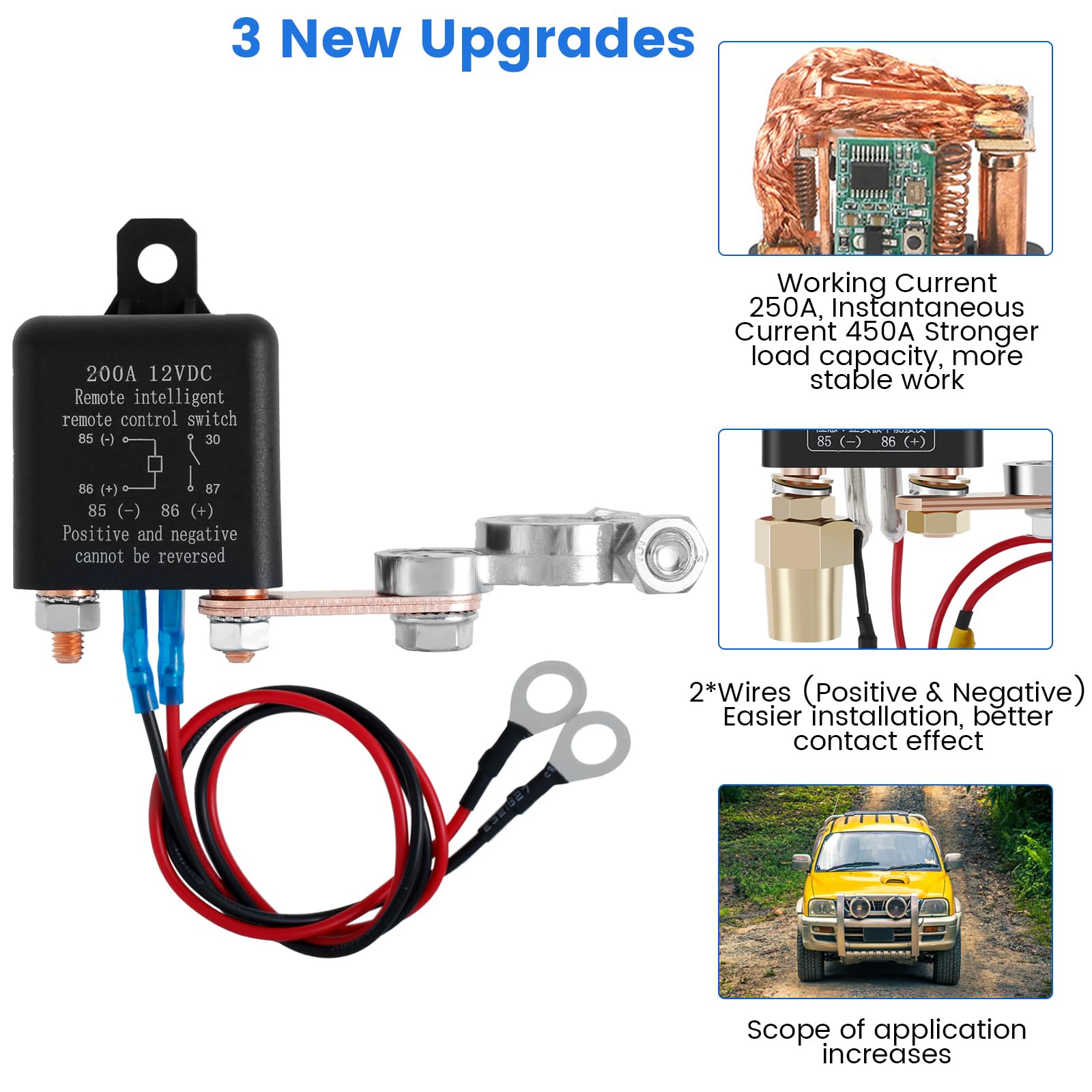 Stacca Batteria 12V 200A Con Telecomando - Interruttore di Scollegamento Remoto Riutilizzabile per Auto e Barca (Doppio Telecomando)