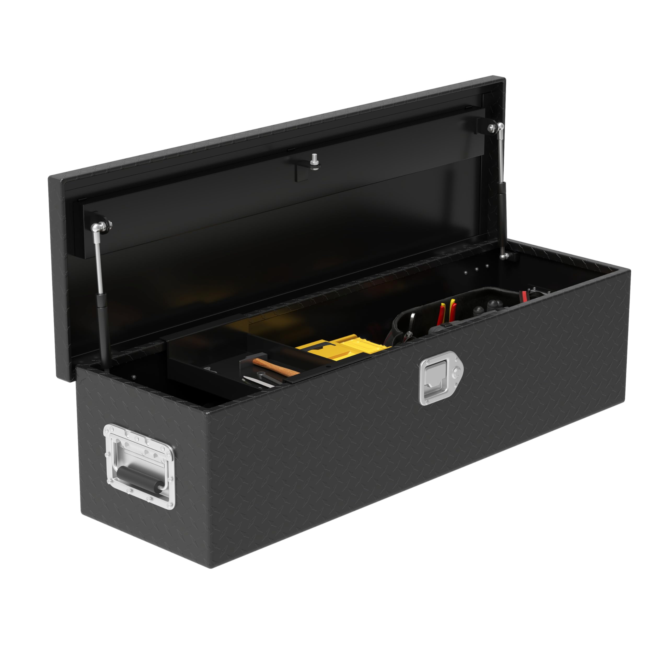 AUTOSAVER88 39 Inch Truck Bed Tool Box, Heavy Duty Aluminum Diamond Plate Tool Box Chest, Waterproof Chest Storage Box with Sliding Shelf and Lock for