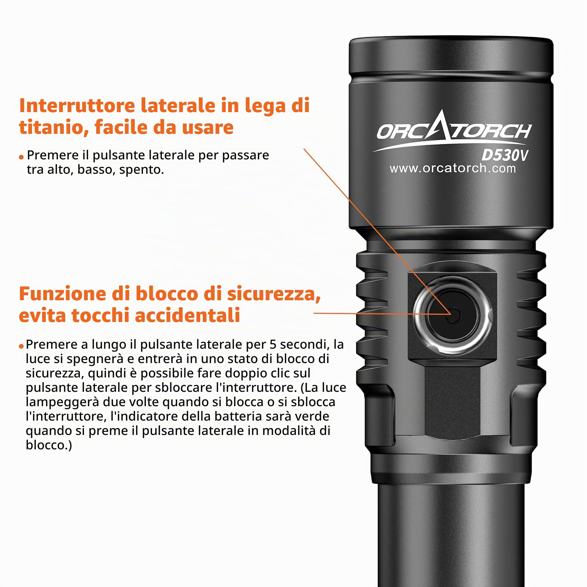 ORCATORCH D530V Torcia Subacquea 6500K, Ampio Angolo 120°, Foto Subacquee | Luce Video,1200 Lumen,Snoot Per Scatti Macro,Giunto Sferico, Fotografia Subacquea, Immersioni Notturne,Foto e Video Subacquei