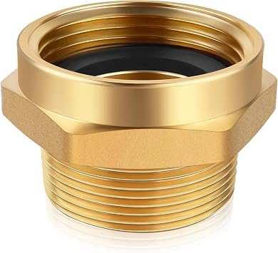 Fire Hydrant Hose Adapter, 1-1/2" NST NH Female x 1-1/2" NPT Male Hex Nipple Fire Hose Coupling Fittings, Brass Water Equipment Connector 1.5" NST Female x 1.5" NPT Male