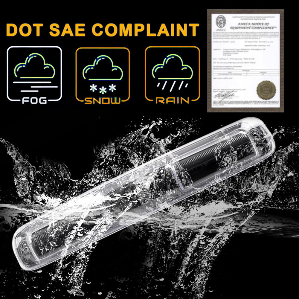 CNNELL LED 3rd Brake Light Compatible with Chevy Silverado GMC Sierra 1500 2500 3500 1999-2007/Classic 2007 3BL Third Tail Rear High Mount Cargo Stop Lamp Replacement (BLACK)