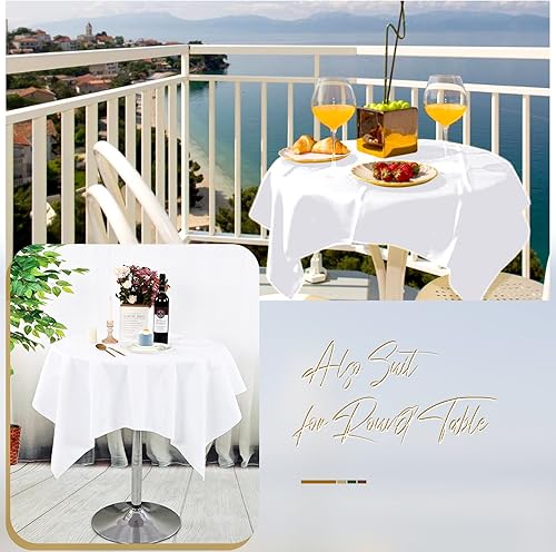 Miniatura 7 de fani Paquete de 8 manteles cuadrados de 52 x 52 pulgadas, mantel blanco para mesa cuadrada, resistente a las manchas y a las arrugas, mantel de