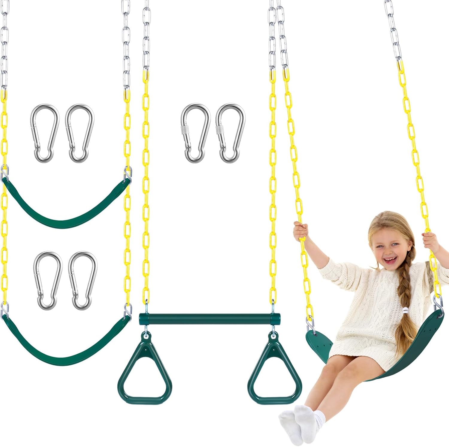 Halloscume 3 Pack Swing Set Include a Gym Ring Trapeze