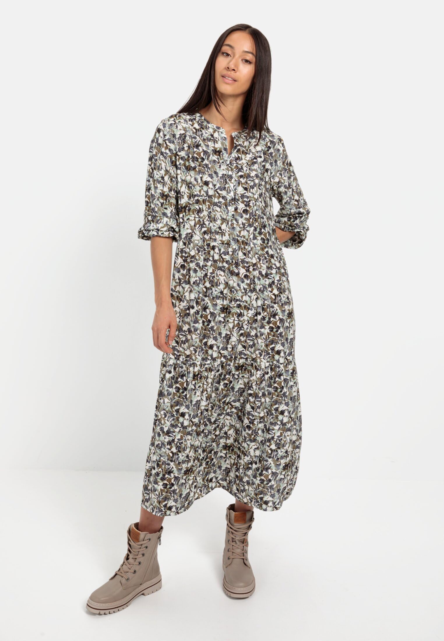 camel active Damen Schlupfkleid mit Langen Ärmeln