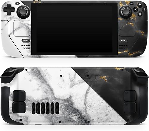 Miniatura 6 de Design Skinz - Compatible con Steam Deck - Calcomanía protectora de vinilo extraíble resistente a los arañazos - Mármol blanco y negro y lámina