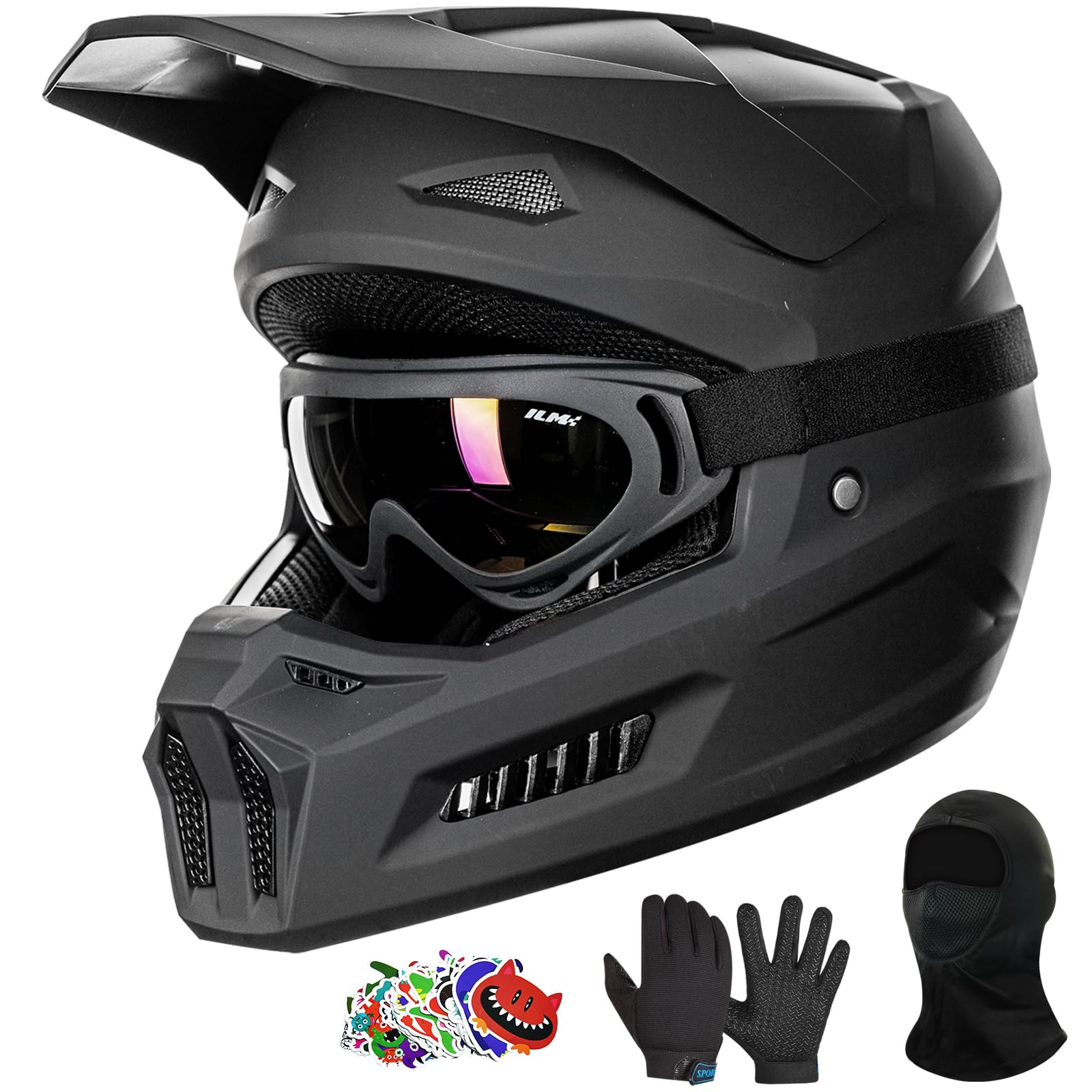 bike helmet face mask ILM Kids Youth Dirt Full ATV Motocross Set MT601Y Star Wars Speeder bike select-size_helmet-size-xl modern aesthetic Arai Visor Colors:Silver