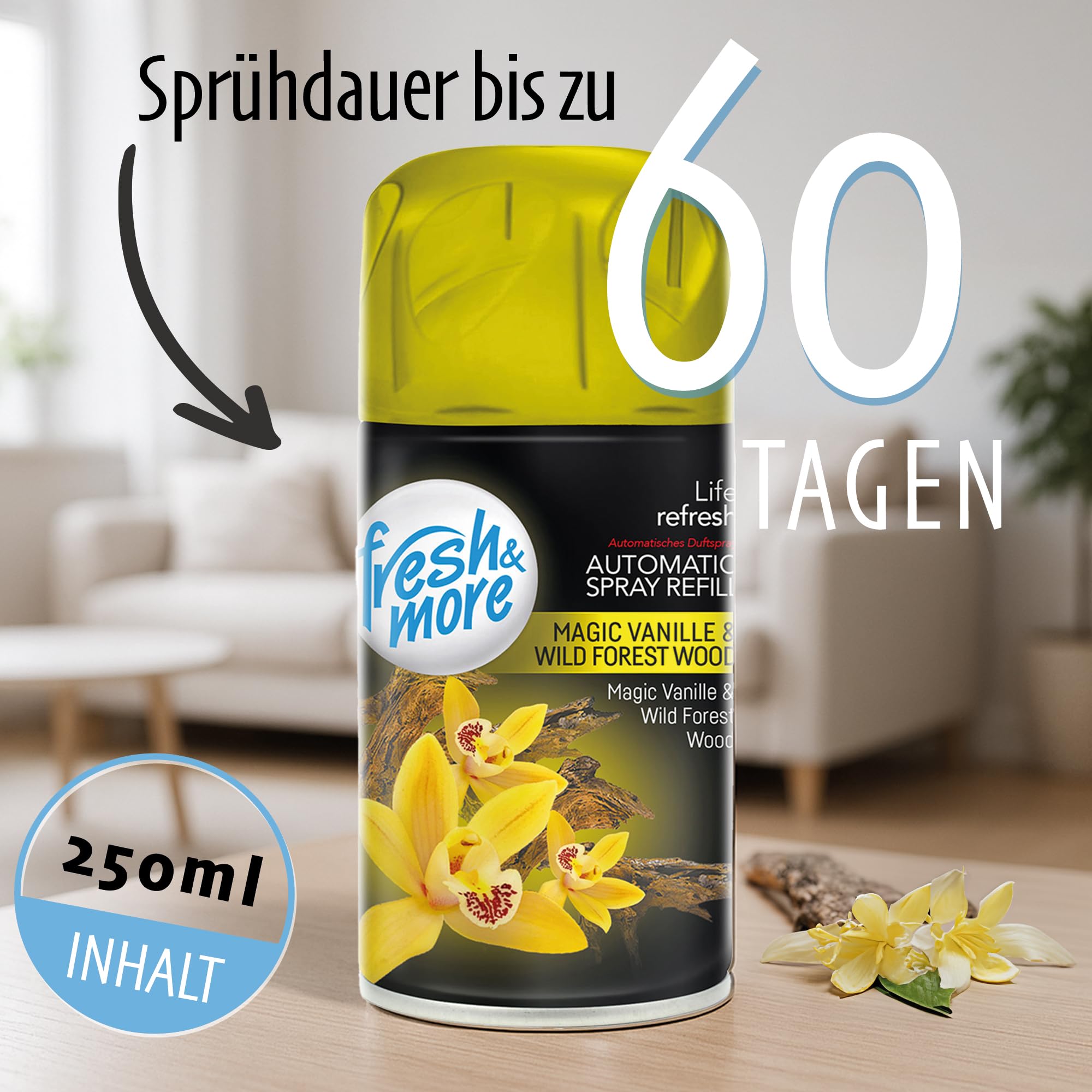 Fresh & More Lufterfrischer Nachfüller Duft-Mix 250ml (30er Pack) | Raumduft-Spray-Nachfüller, kompatibel mit Freshmatic Max, Zufallsmix aus 26 Duftsorten