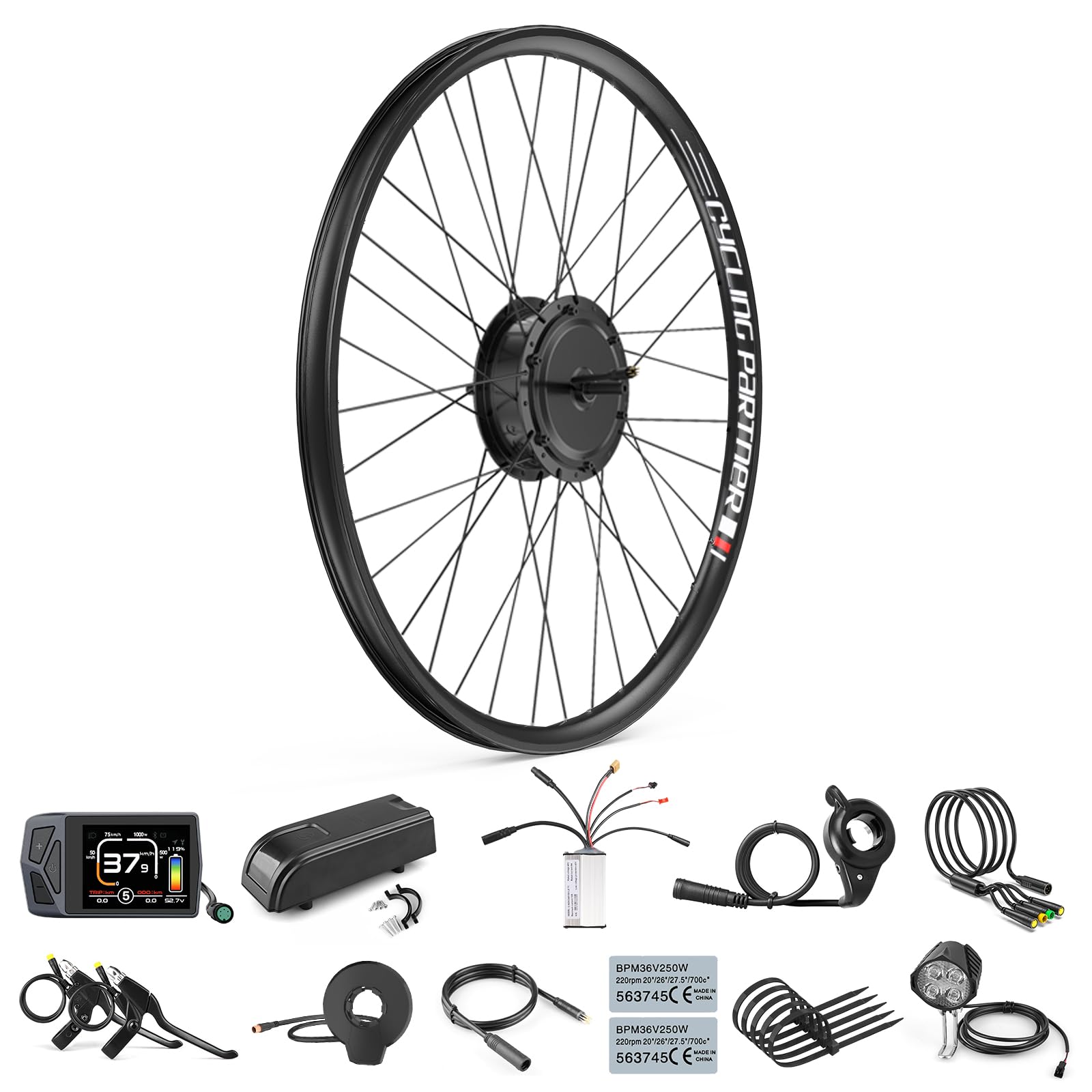 Bafang 48V 500W Front Wheel Hub Assembly Motor Kit Electric Bike Conversion Kit for 26 28 700C Inch Front Wheel Electric Bike Kit with Display