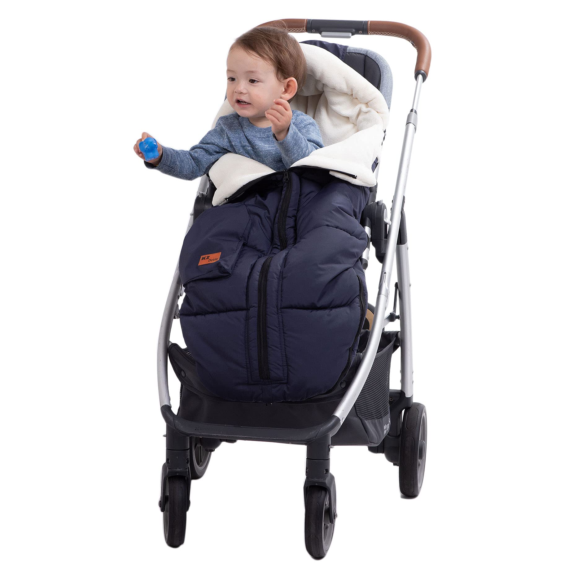 Saco universal para cochecito con cremalleras centrales laterales ajustables y botton, para cochecito con capucha suave, impermeable, cálido, para caminar al aire libre, bolsa de banderines