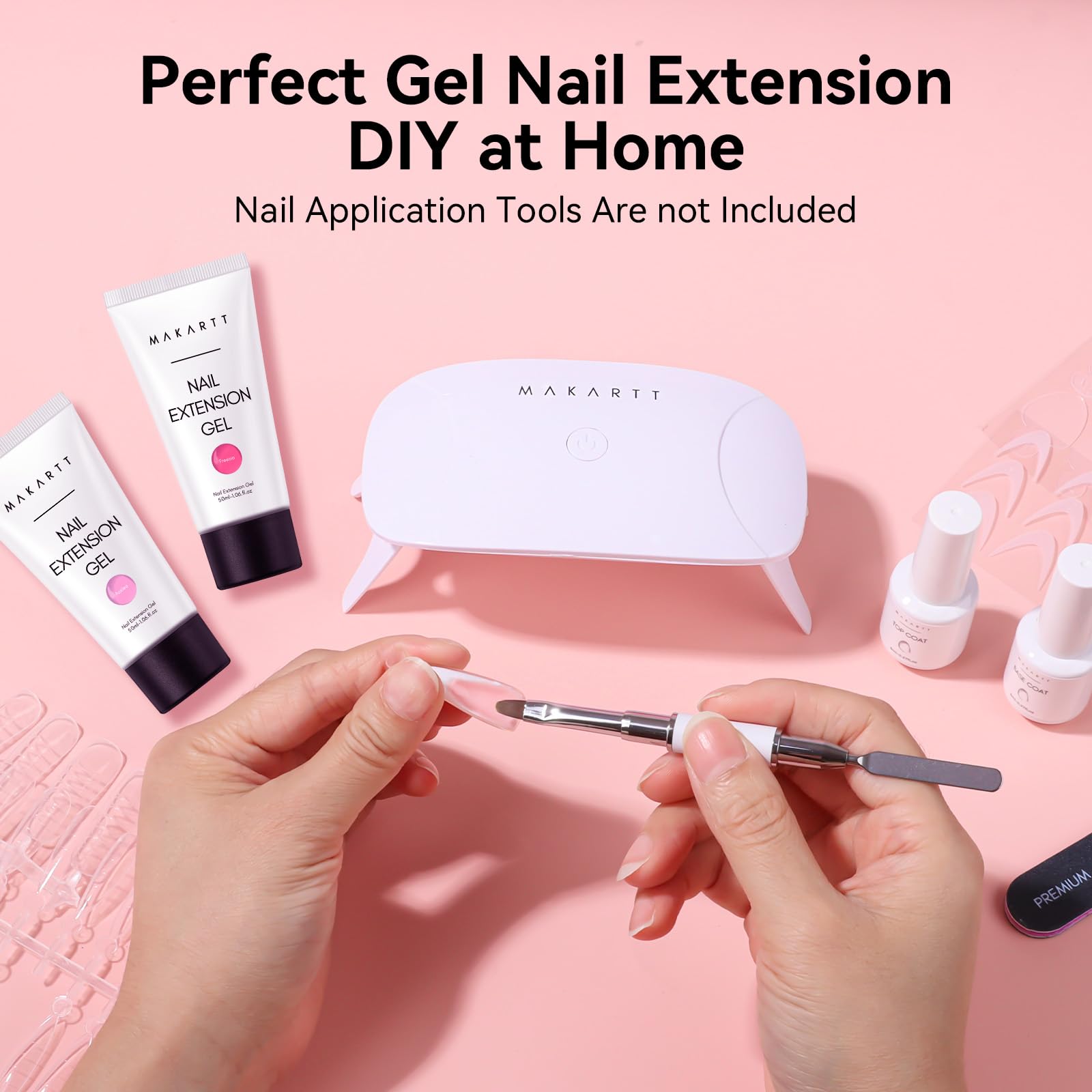 Makartt Poly Nail Gel Kit, 2PCs 50ML Transparent Pink & Hot Pink Colors, Large Capacity Poly Extension Nail Gel Kit, Strong Builder for Extension, 3D Diy Hard Gels Manicures Home Salon: 2 Colors Crystal Clear and Nature Pink