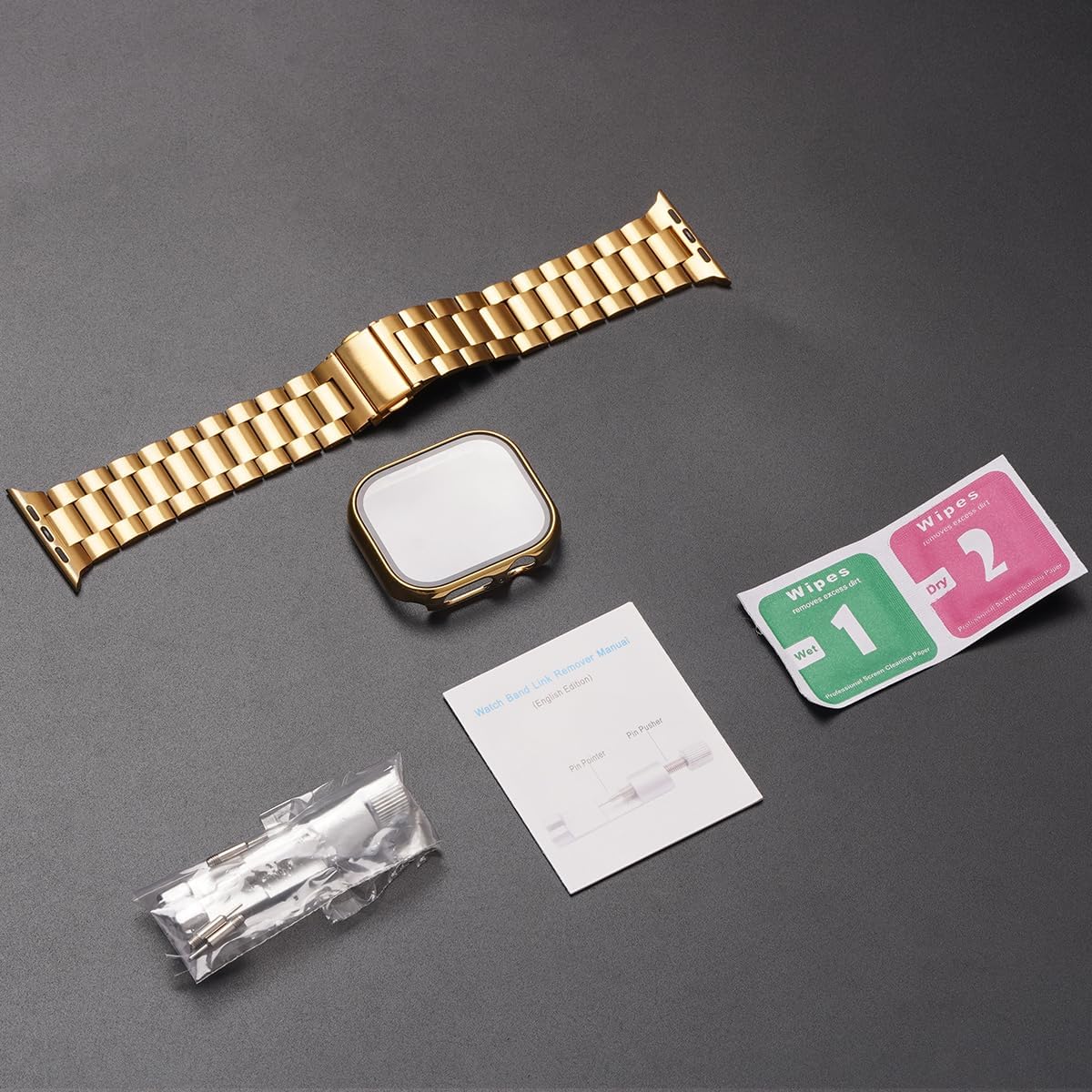 Wolait Compatible with Apple Watch Band 49mm 46mm 45mm 44mm 42mm 38mm 40mm 41mm,Stainless Steel iWatch Bands with Screen Protector Cover for Apple Watch Series11/10/9/8/7/6/4/Ultra3/SE3/2/1 Women Men - Image 6