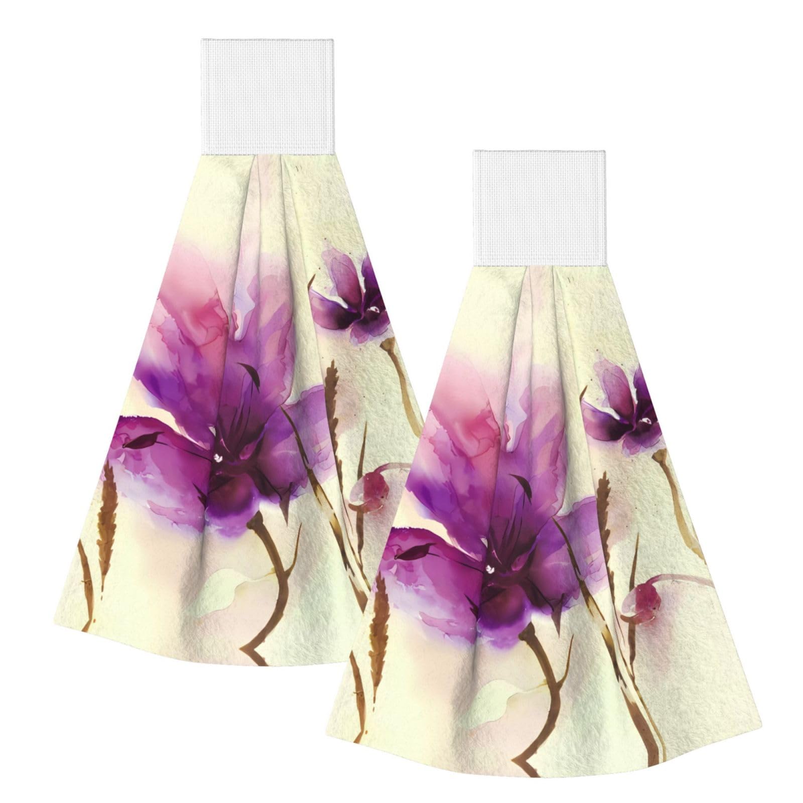Watercolor Flower Highly Absorbent Dish Towels Soft Coral Fleece Wipe