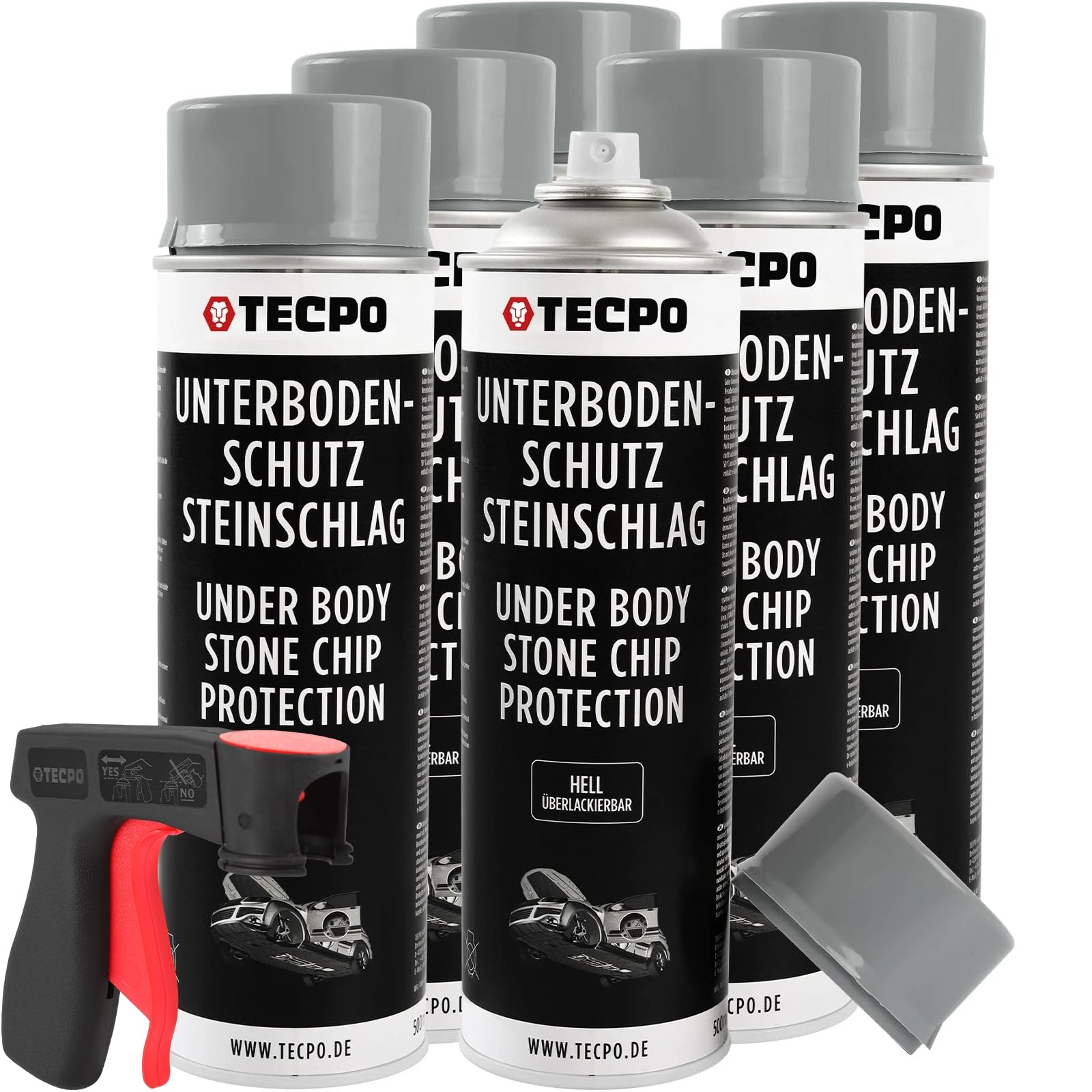 Unterbodenschutz Steinschlagschutz Hell, 6x 500 ml + Handgriff