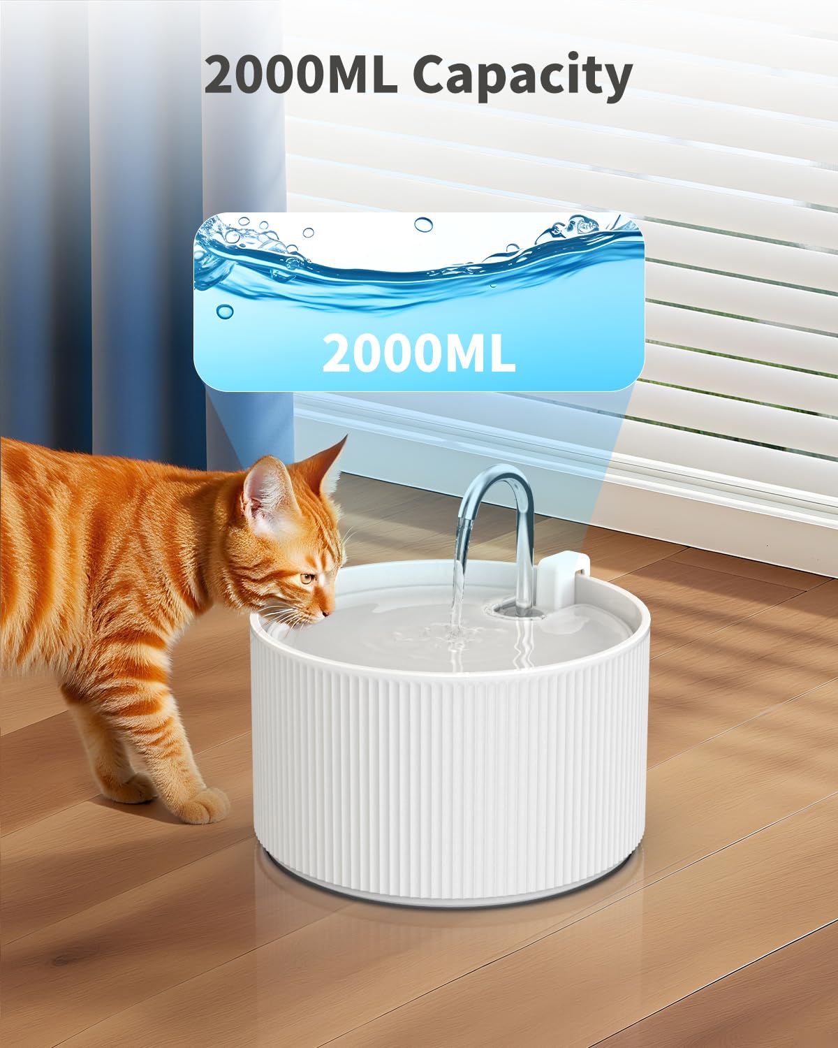 Lawfery 74oz/2.2L Ceramic Cat Water Fountain, Automatic Pet Drinking Fountain for Indoor Cats & Small Dogs, BPA-Free Water Dispenser with Ultra-Quiet Pump, Easy Maintenance - image 3