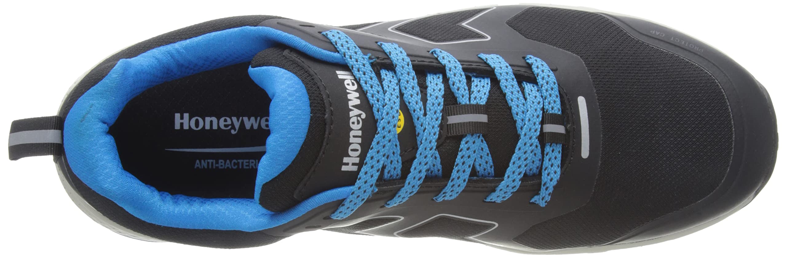 Honeywell Agile Runner S3 Zapatos de Seguridad Industrial para Hombres y Mujeres, Estilo Escotado, Forro de Malla 3D, Suela de Goma, Indicadores de Desgaste, Azul, Talla 10 UK, 6250123-44