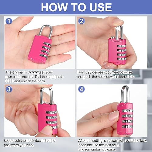 Miniatura 3 de Moxweyeni 10 combinaciones de dígitos, candado seguro de cifrado, mini combinación de números reiniciables para maletas, equipaje, maletines, bolsas