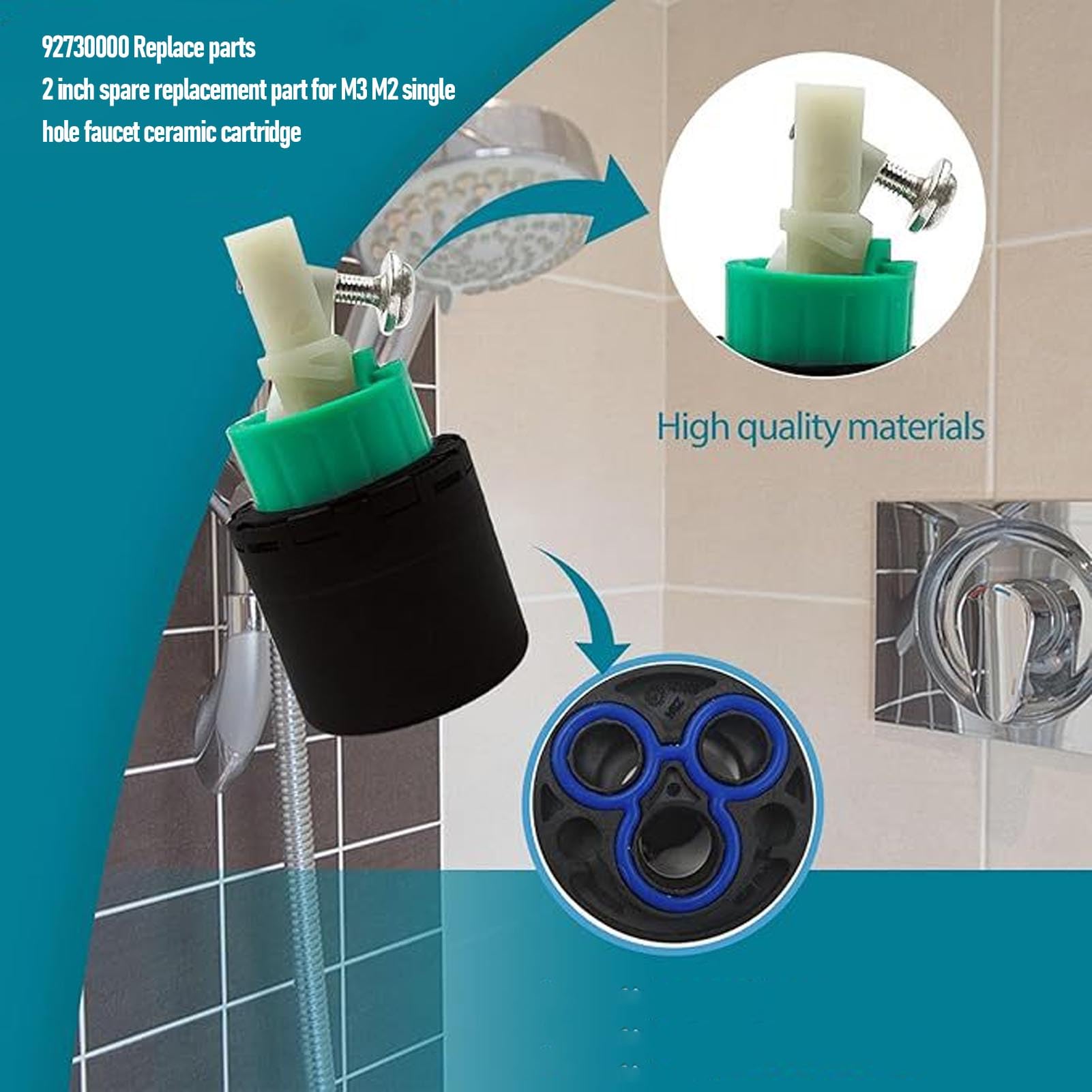 aqxreight Cartucho de Grifo de un Orificio M3 M2, Cartucho de Cerámica de Repuesto de 2 Pulgadas con Tecnología de Sellado Innovadora, para Grifos de Baño o Cocina de una Sola Manija