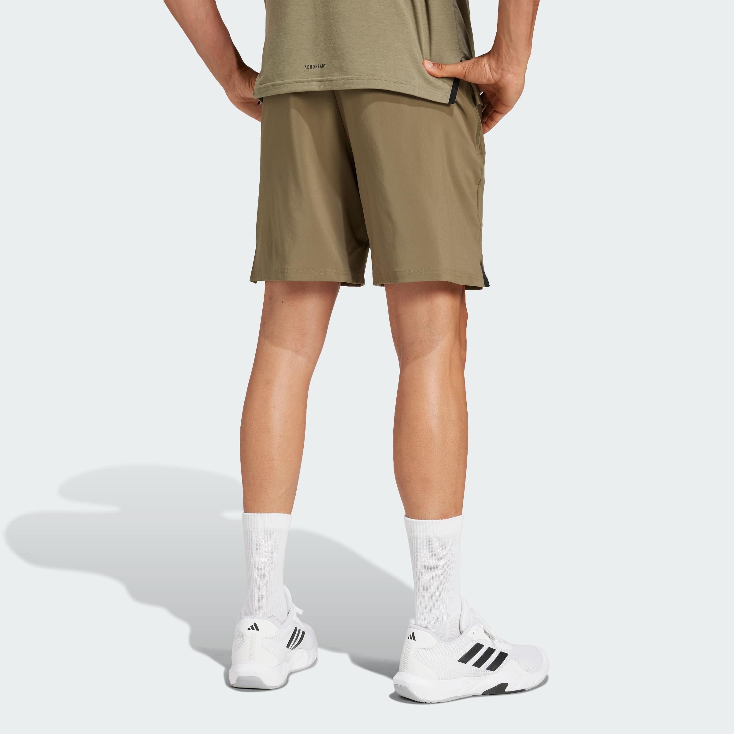 adidas Męskie spodenki treningowe przeznaczone do treningu, oliwkowa Strata, L 18 cm