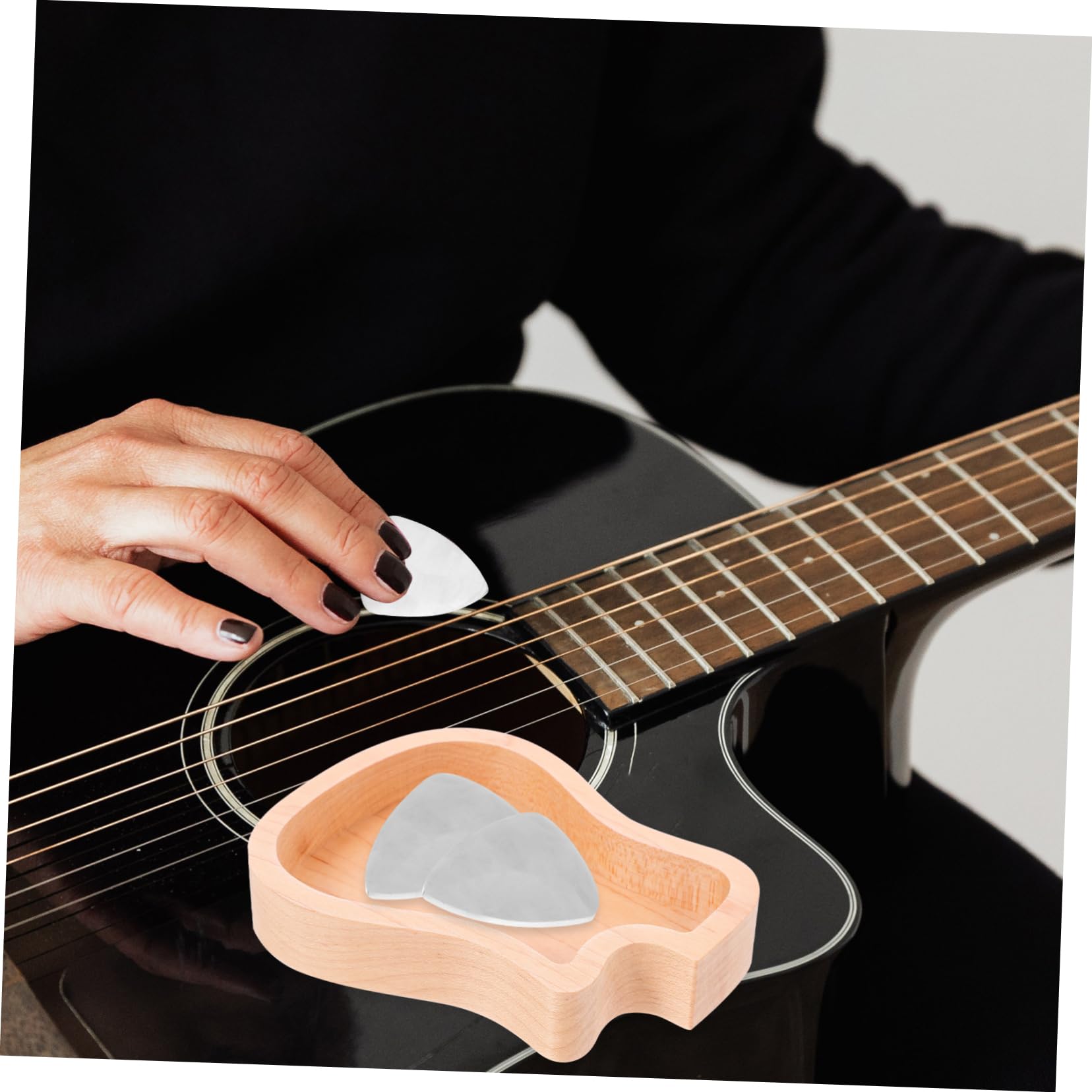3Er-Box Aufbewahrungskoffer für Gitarren Ringhalter Schlag für Gitarrenplektrum Bass Daumenstütze Schmuckhalter Ukulele Zubehör Spielzeugzimmer wählen Container Hölzern