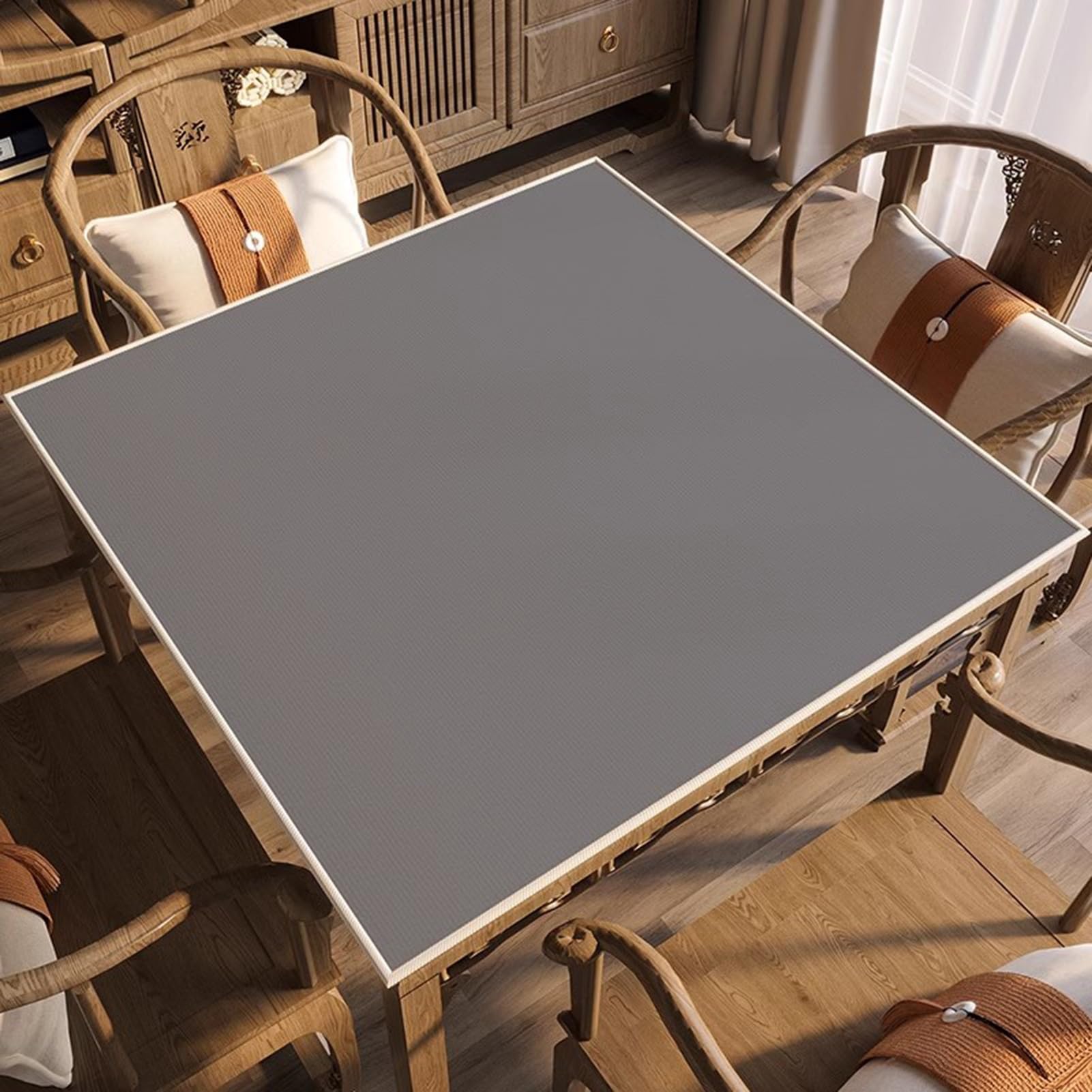 Mata Mahjong Na Stoły, Mata Do Gier Z Redukcją Hałasu Na Imprezie Rodzinnej Z Antypoślizgowym Podkładem, Do Pokera, Gier Karcianych, Planszowych I Płytek(Gray,140x140cm/55.11x55.11in)