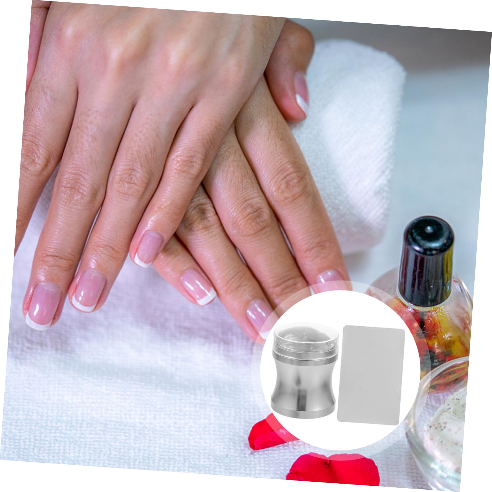 Healeved 4juegos Kit De Estampado De Uñas De Silicona Sello Transparente y Rascador Herramientas De Manicura Para Decoración De Uñas y Diseño Personalizado