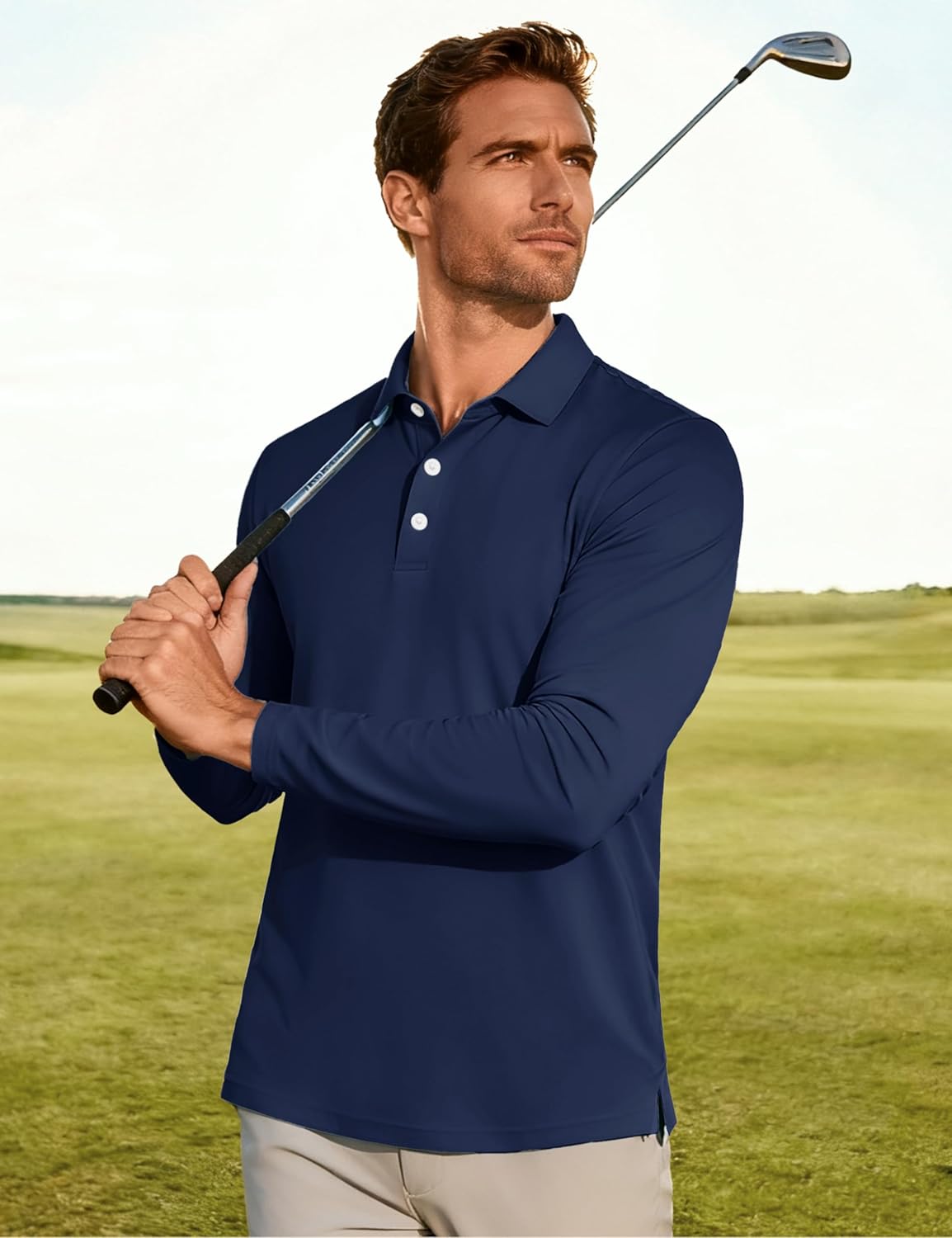 MAGCOMSEN Men's Polo Shirt Long Sleeve Golf Shirts Quick Dry Lightweight 3-Button Performance Work Fishing Athletic - Image 3