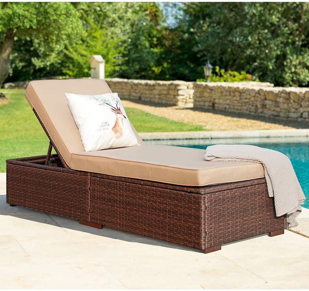 Patiorama Outdoor Patio Chaise Lounge Chair, Elegant Reclining