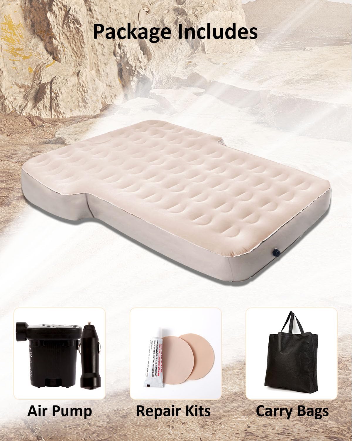 MIROZO Air Mattress Camping Bed 10inch Ultra Thick for SUV, Air Mattress for Jeep JK JL JKU JLU Unlimited 4 Door Ford Bronco 2021 2022 Subaru Forester 1998-2023 Toyota 4runner（Beige）