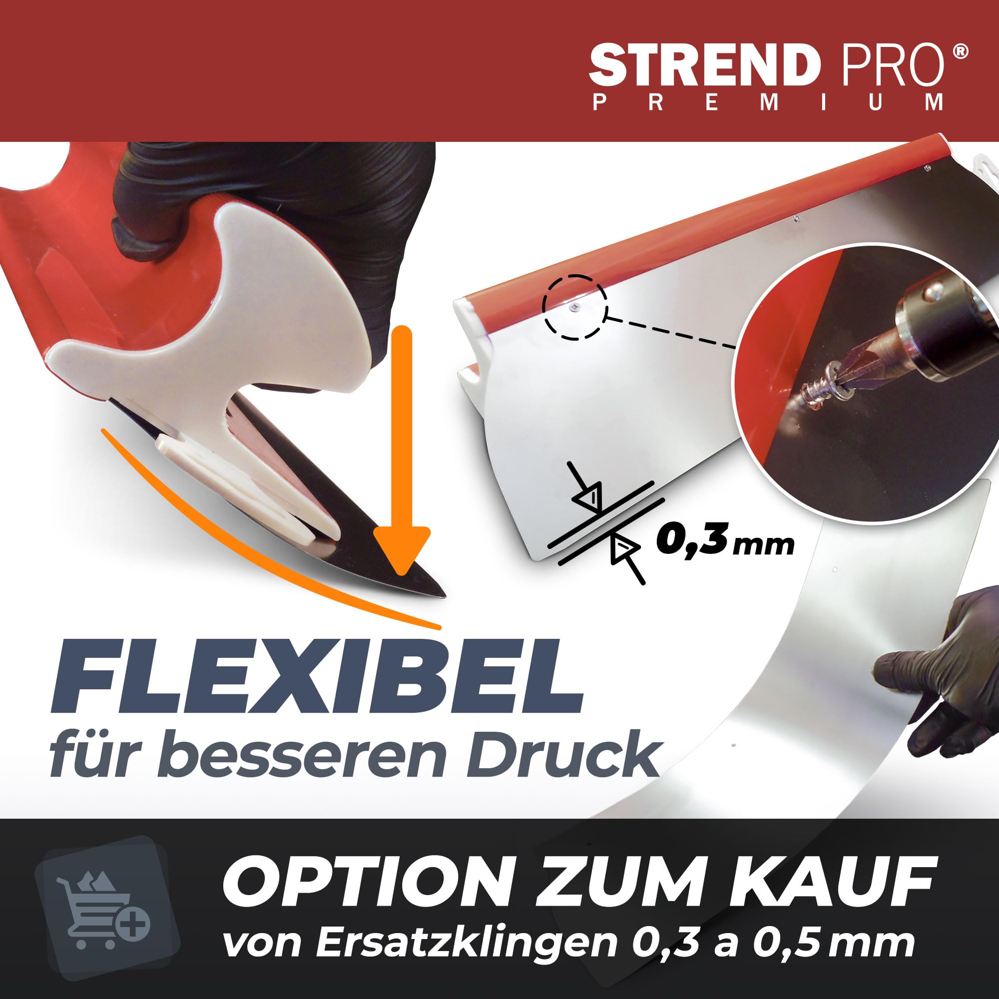 STREND PRO Spatola per Superfici 100 cm PREMIUM con Impugnatura Z | PROFI Set di Spatole per Muro a Secco e Stucchi | Anello in Acciaio Inossidabile Antiruggine 0,3 mm | Spatola Lisciante,per Rasatura