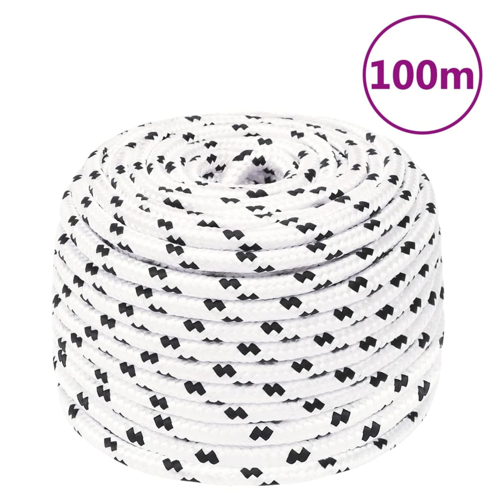 BaraSh Corda Intrecciata per Barca Bianca 6 mm x 100 m Poliestere,Corda Intrecciata,Accessori Ferramenta Corde,Fili e Catene Cavi e Funi-152763