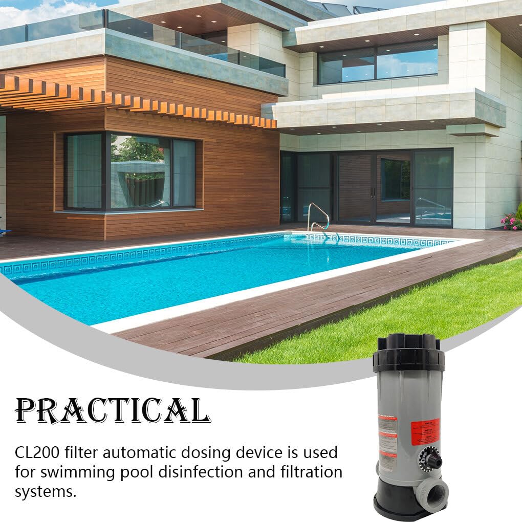 CL-200 Alimentador químico automático Dispensador de Cloro a Prueba de Agua a Prueba Fugas Dispositivo dosificación Resistente al Desgaste para Piscina sobre el Suelo
