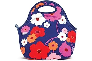 Gourmet Getaway Soft Neoprene Lunch Tote Bag - Lightweight, Insulated and Reusable - Lush Flower