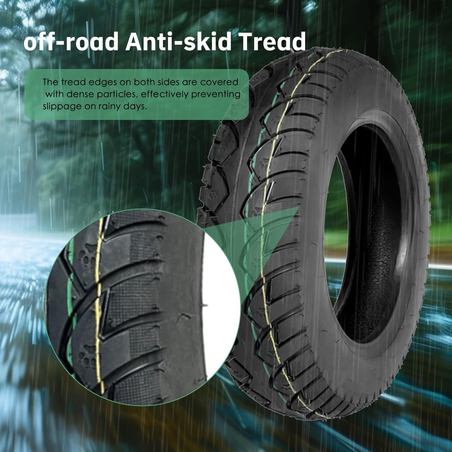 3.50-10 Scooter Tubeless Tire, 10 Inch Electric Bike tire, Tire for Front/Rear Replacement, for Adly Breeze 50 and Sprint 50 and compatible with other 50cc Scooters [Bent Mouth Valve]