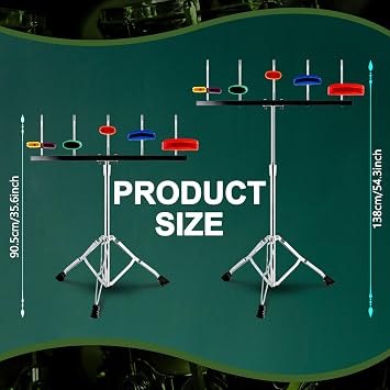 RANMING Jam Block Set Percussion - Adjustable Height for Stage/Practice | Crisp Unique Tone, 5 Color Multi-Pitch Triangular Double Brace, Multifunctional Mount Bracket, Jam Block Clamp Knob Set