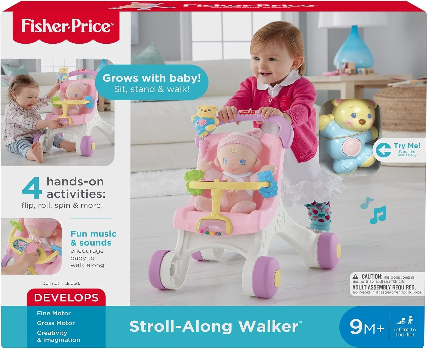Fisher-Price Brilliant Basics Stroll-Along Walker, Standard Packaging, for 9 months and up