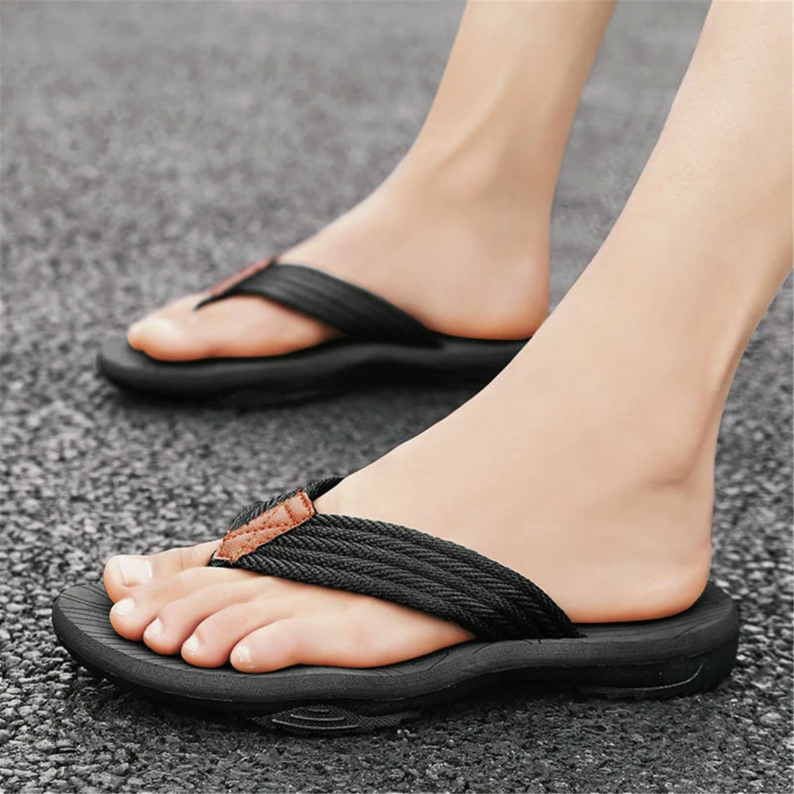 Chanclas Hombre Hombres Zapatillas Verano Moda Al Aire Libre Cómodas Diapositivas Ocasionales Zapatos Antideslizantes Sandalias De Playa-Negro Rojo-45 (27,5 Cm)