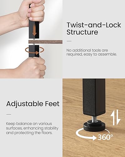 Miniatura 5 de Mesa auxiliar pequeña y estrecha con estación de carga, mesa auxiliar delgada con cesta de tela, mesita de noche delgada para espacios pequeños,