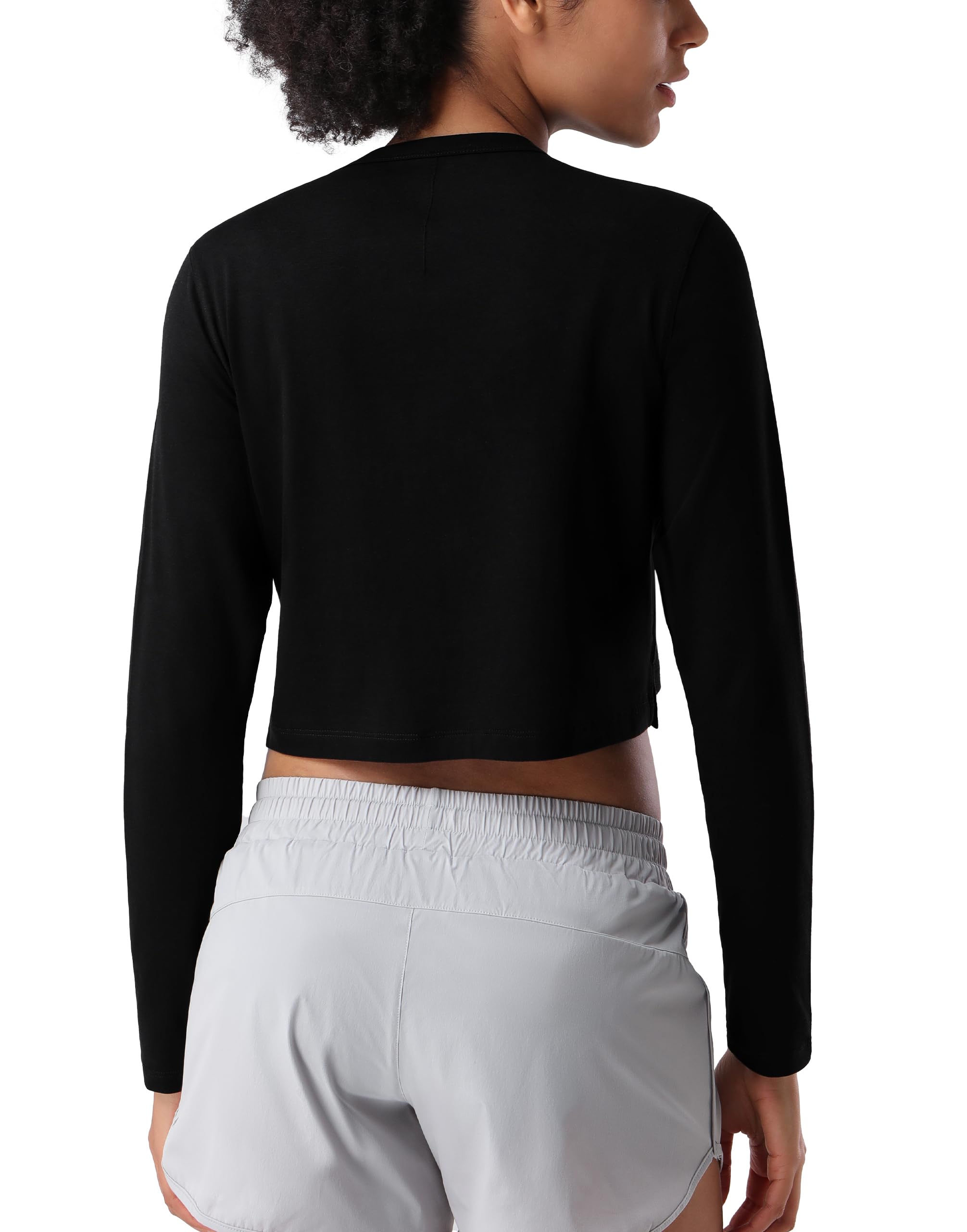 Pioneer Camp Camiseta corta de manga larga para mujer, para entrenamiento, viscosa de bambú, holgada, atlética, gimnasio, yoga, correr
