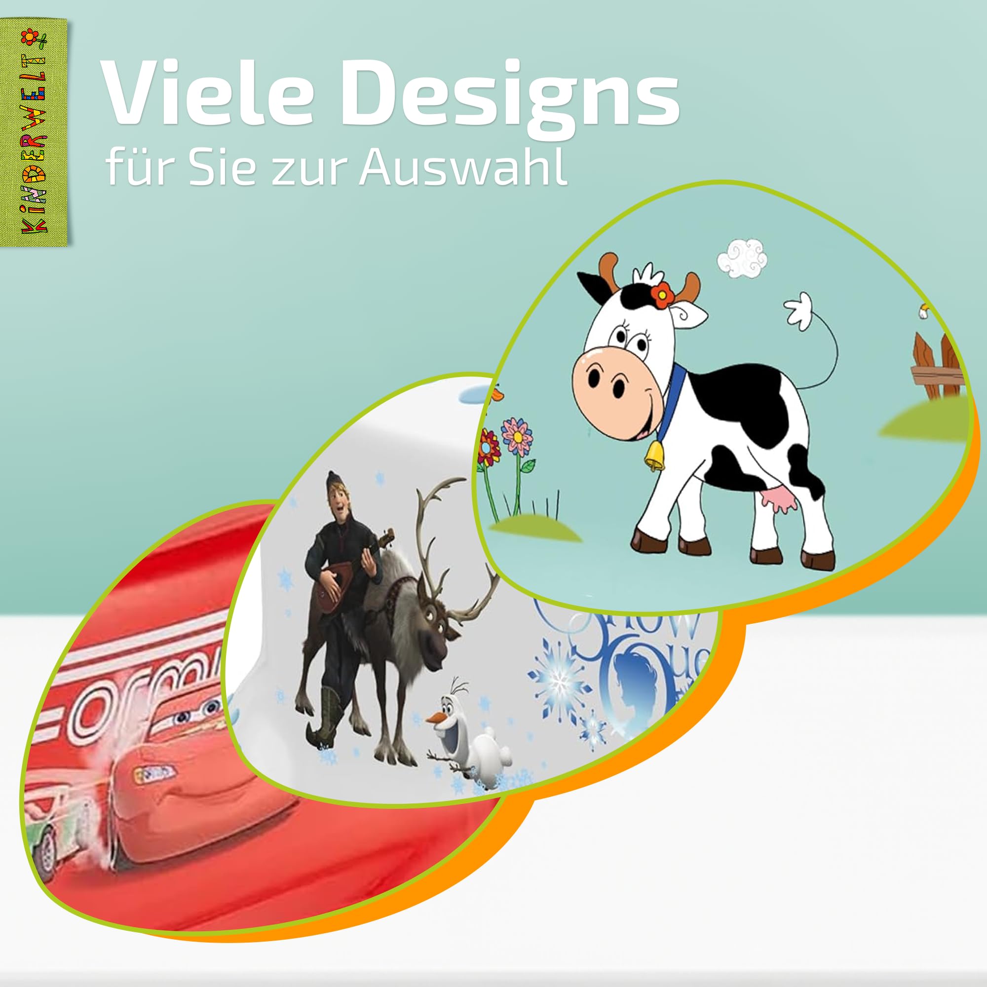 KiNDERWELT Premium Tritthocker für Kinder und Babys, Bauernhof Design in Grün, Tritthocker Stufe für Kleinkinder ab 18 Monaten, abwischbar, rutschfest und BPA-frei